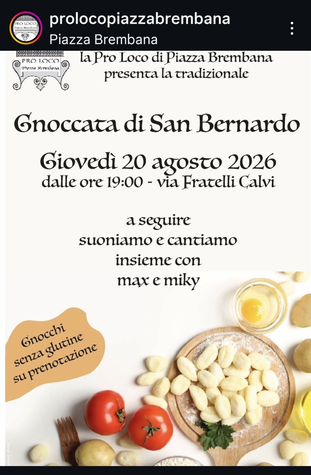 Locandina dell’evento Gnoccata di San Bernardo