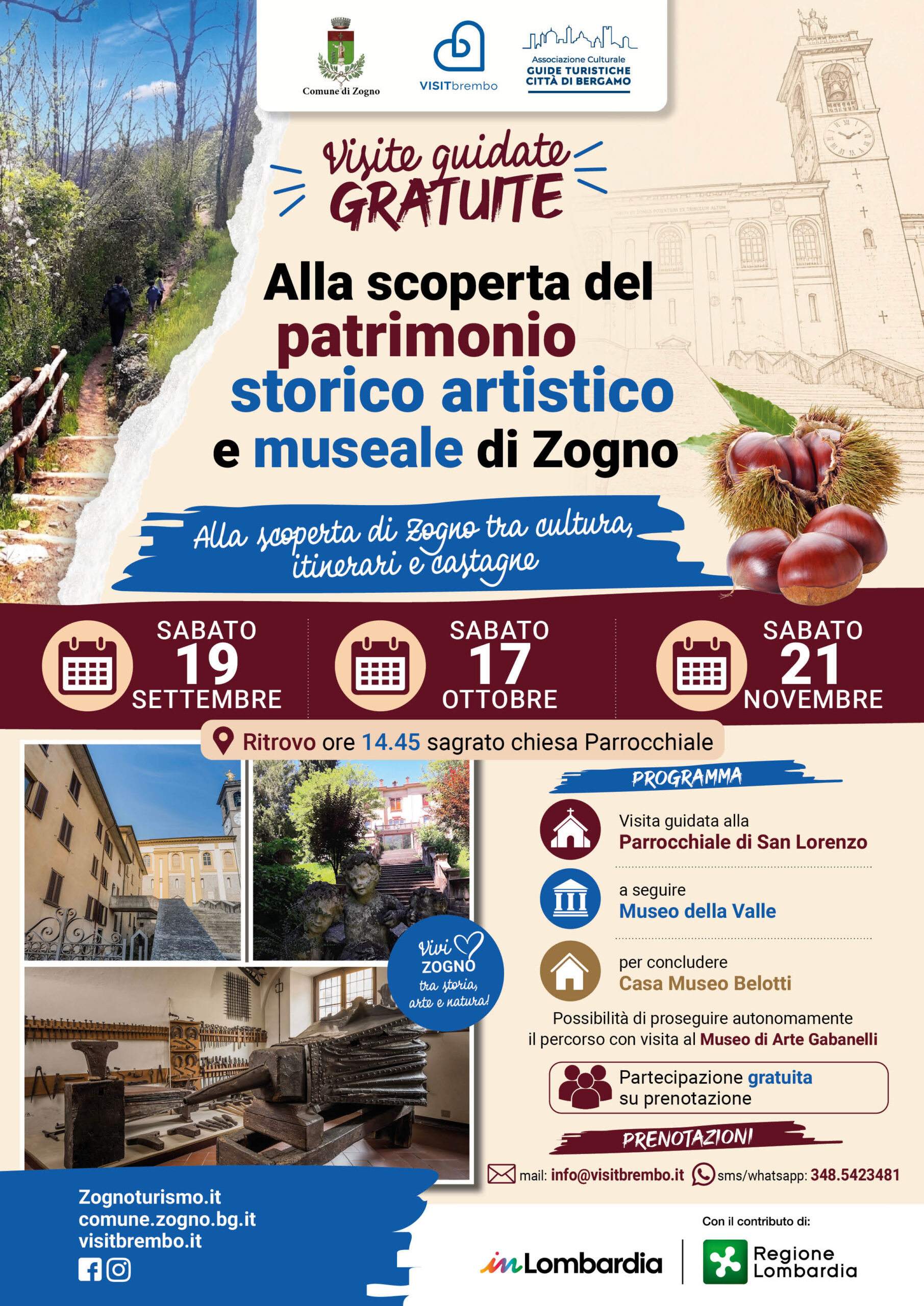 Locandina dell’evento Alla scoperta del patrimonio storico artistico e musicale di Zogno