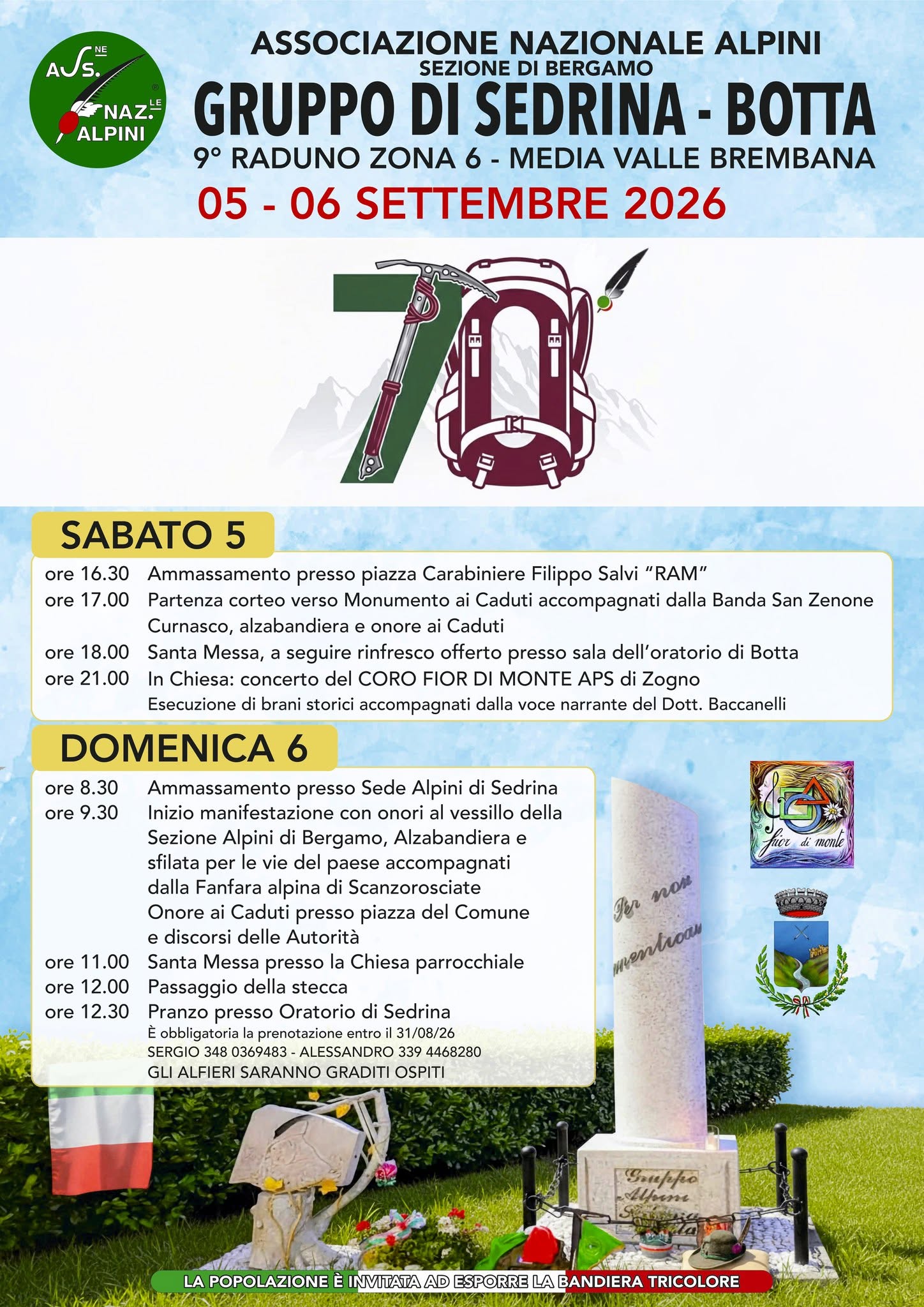 Locandina dell’evento Alpini gruppo di Sedrina e Botta